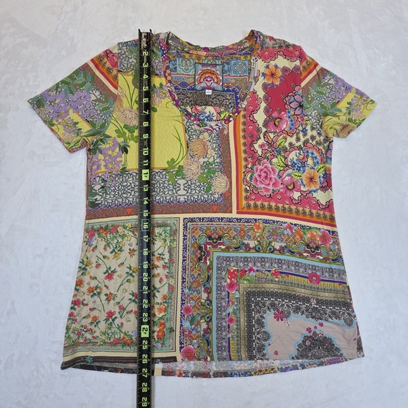 JOHNNY WAS Womens Size L Floral Bamboo Relaxed Fit V-Neck Tunic Soft Boho - Picture 6 of 7